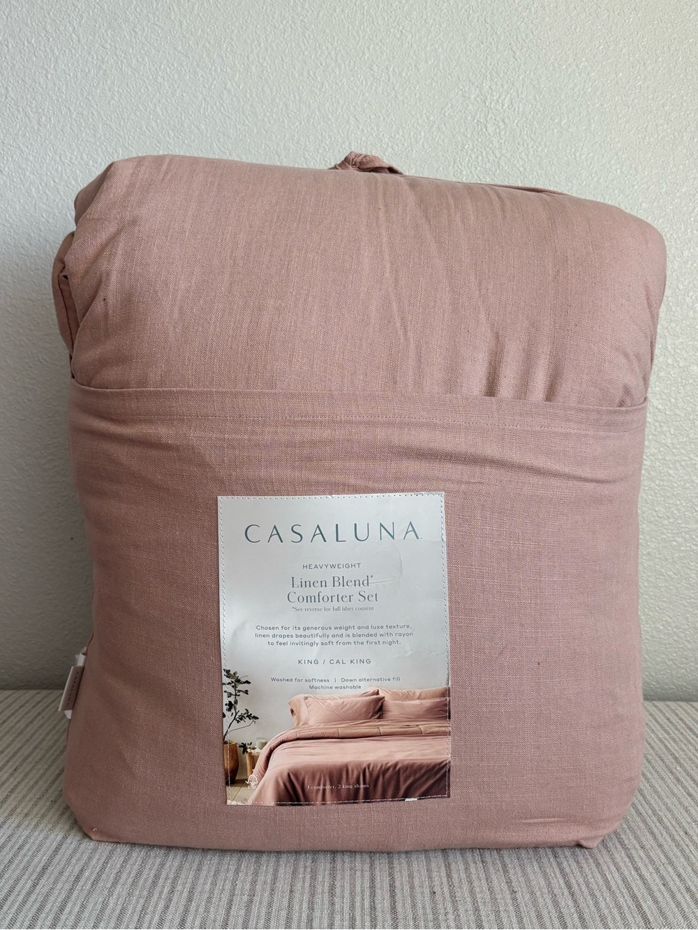 NWT King/ California King Heavyweight Linen Blend Comforter and Sham Set